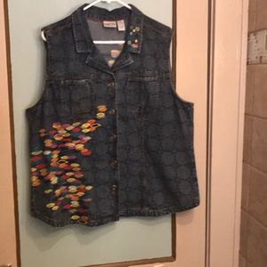 Chico’s size 3 embroidered jean vest